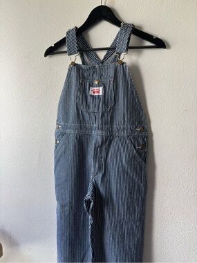 VTG Round House Hickory Stripe Bib Overalls Dungarees Kid Size 12 Blue